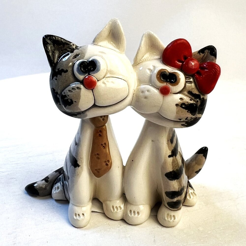 Artisan Romana Stanislav Ceramic “Cats in a Pair” Handcrafted Figurine Croatia